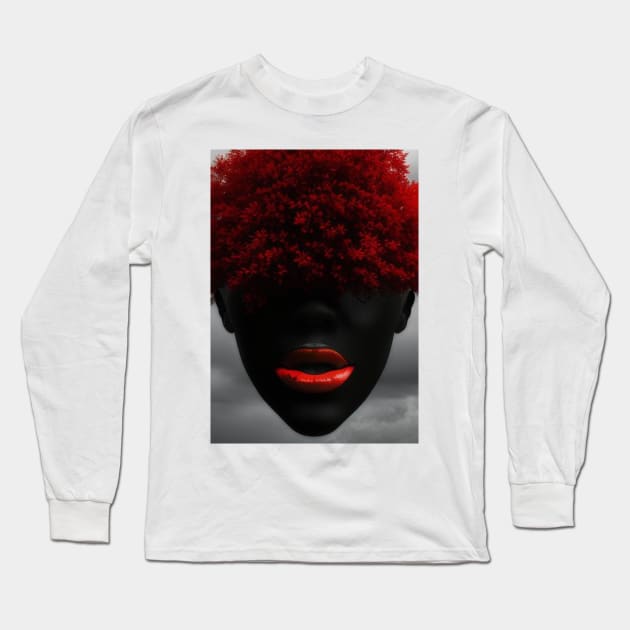 Red hair red lips teeshirt Long Sleeve T-Shirt by Laakiiart